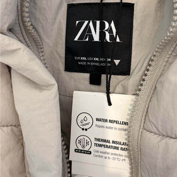 Zara Women's Light Beige Puffer Jacket with hood NWT - Picture 6 of 16